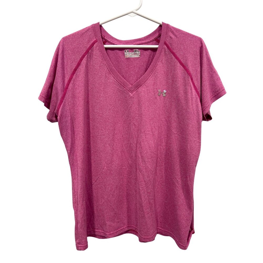 Under Armour Semi Fitted Short Sleeve Athletic Top Womens XL Workout Fitness Gym